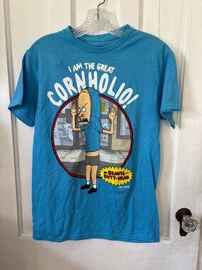 Cornholio Graphic Tee - Blue Short Sleeve Shirt